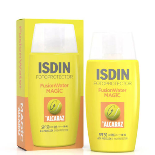 کرم ضد افتاب فیوژن واتر مجیک آلکاراس ایزدین alcaraz isdin fusion water magic sunscreen cream 50ml