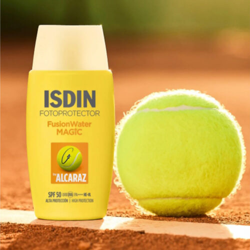 کرم ضد افتاب فیوژن واتر مجیک آلکاراس ایزدین alcaraz isdin fusion water magic sunscreen cream 50ml