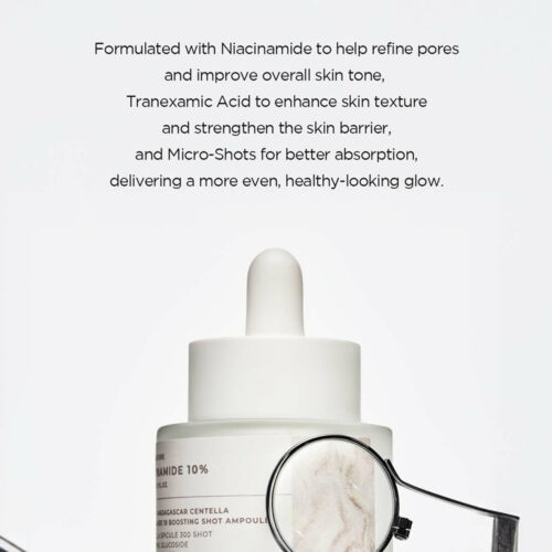 آمپول تقویت کننده نیاسینامید 10 درصد سنتلا ماداگاسکار اسکین 1004 skin1004 madagascar centella niacinamide 10 boosting shot ampoule