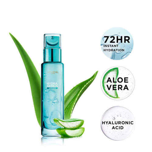 ابرسان 72 ساعته پوست خشک تا معمولی لورال l’oréal paris hydra genius aloe water 72h liquid moisturizer