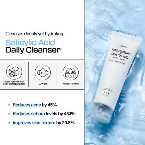 فوم شستشوی ضد جوش و پاک کننده منافذ سالیسیلیک اسید جومیسو jumiso pore-purifying salicylic acid foaming cleanser 120g