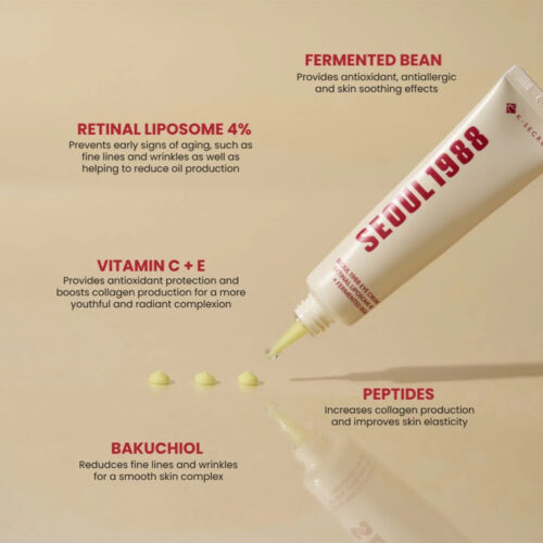 کرم دور چشم رتینول لیپوزوم سئول 1988 کی سکرت K-Secret Seoul 1988 Eye Cream Retinal Liposome 4% + Fermented Bean