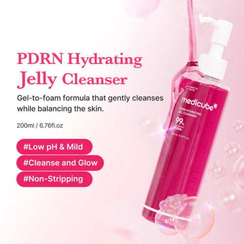 ژل شستشوی لایه بردار ملایم PDRN و روشن کننده مدی کیوب Medicube PDRN Pink Hydrating Gel Cleanser