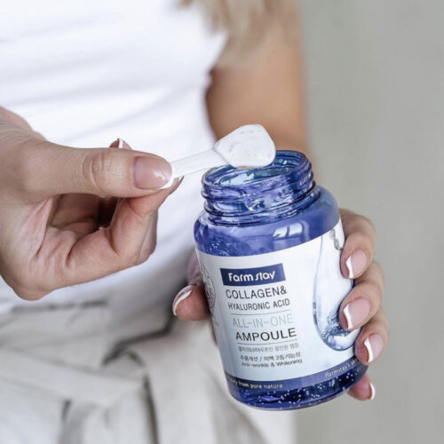 آمپول آبرسان هیالورونیک اسید و کلاژن آل این وان فارم استی Farm Stay Collagen & Hyaluronic Acid All In One Ampoule