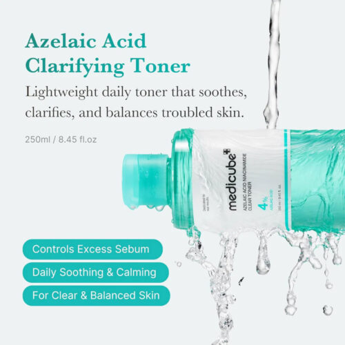 تونر ضد جوش و تسکین دهنده آزلائیک اسید و نیاسینامید مدی کیوب Medicube Azelaic Acid Niacinamide Clear Toner
