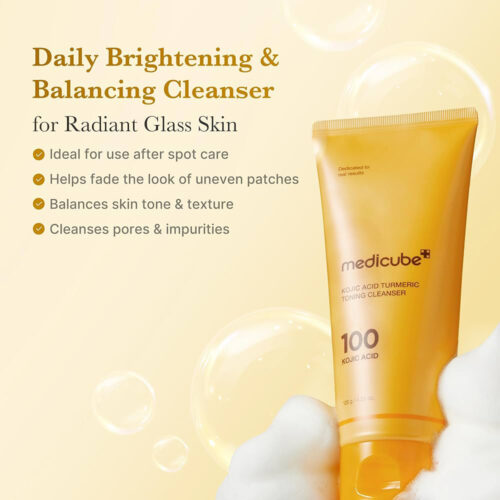 فوم شوینده روشن کننده و تسکین دهنده کوجیک اسید و زردچوبه مدی کیوب Medicube Kojic Acid Turmeric Toning Cleanser