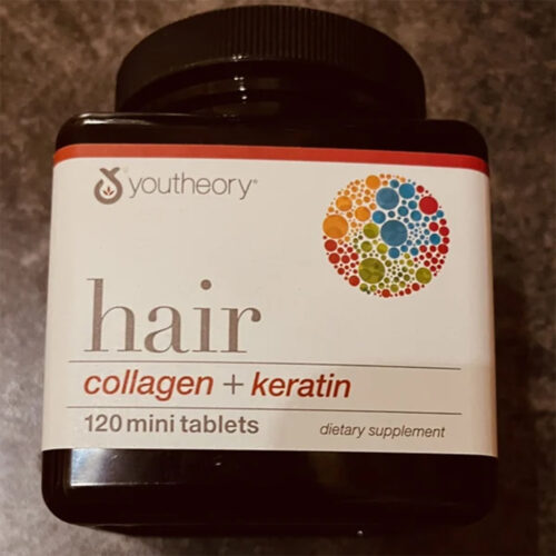 قرص‌ مکمل کلاژن و کراتین مو یوتئوری youtheory hair collagen keratin 120 mini tablets